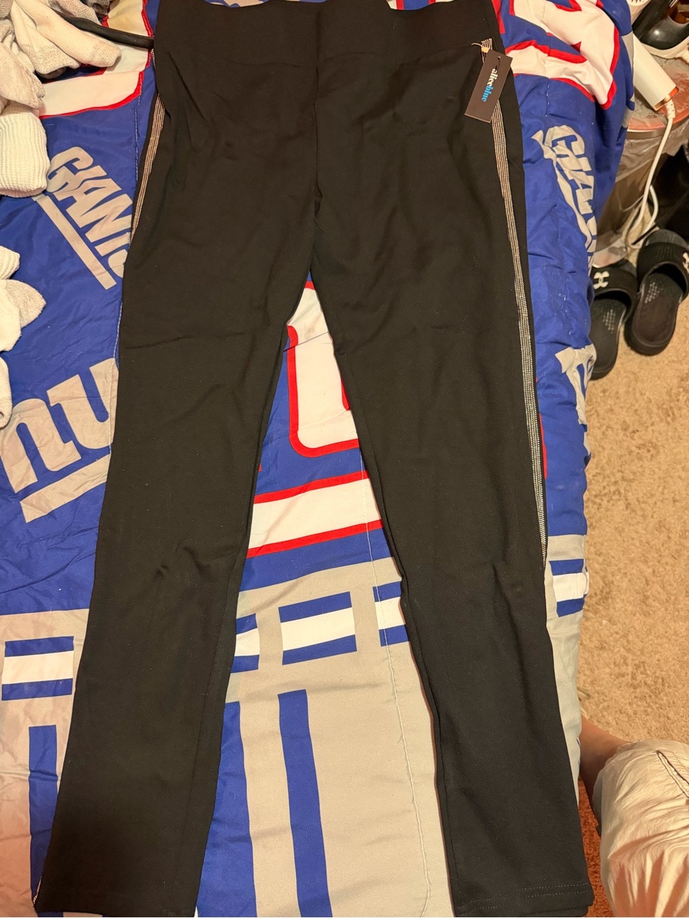 Black women Alice Blue Side-Strip leggings pants. Sz-XL